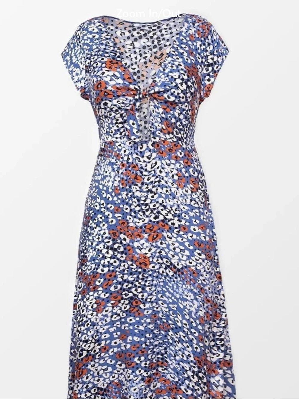 NWT CUPSHE Leopard Print Cutout Knot Front Short Sleeve Midi Dress Size Small